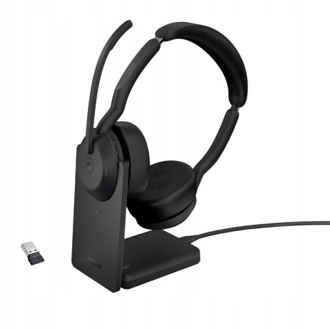 Słuchawki bezprzewodowe nauszne Jabra Evolve2 55 MS Stereo W. Stand USB-A Słuchawki bezprzewodowe nauszne Jabra Evolve2 55 MS Stereo W. Stand USB-A