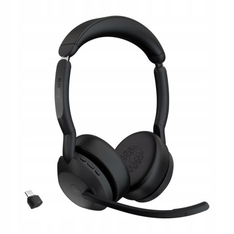 Słuchawki bezprzewodowe nauszne Jabra Evolve2 55 stereo Link380c MS Stereo Słuchawki bezprzewodowe nauszne Jabra Evolve2 55 stereo Link380c MS Stereo