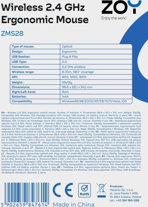 Mysz ZOY ZMS28 czarna
