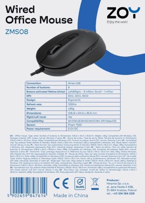 Mysz ZOY ZMS08 czarna
